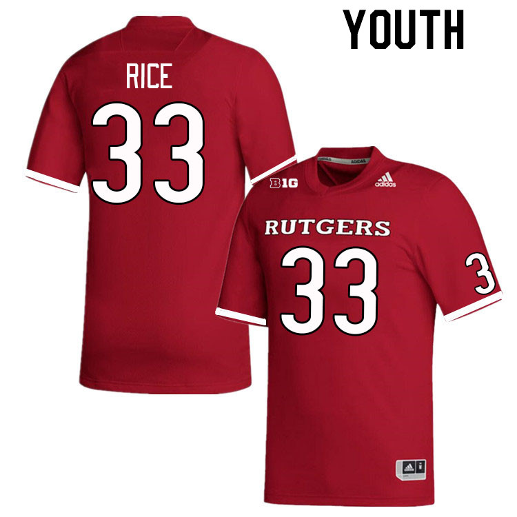 Youth #33 Lance Rice Rutgers Scarlet Knights College Football Jerseys Stitched Sale-Scarlet - Click Image to Close